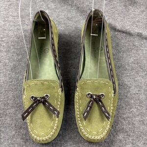 Cole Haan Olive Green Suede Leather Loafers Size 6B Women's Comfort Dress Shoes‎